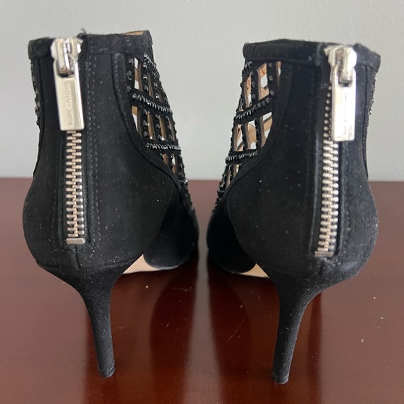 Michael Kors Yvonne Open Toe Bootie Black Suede Size 7M - Picture 9 of 16